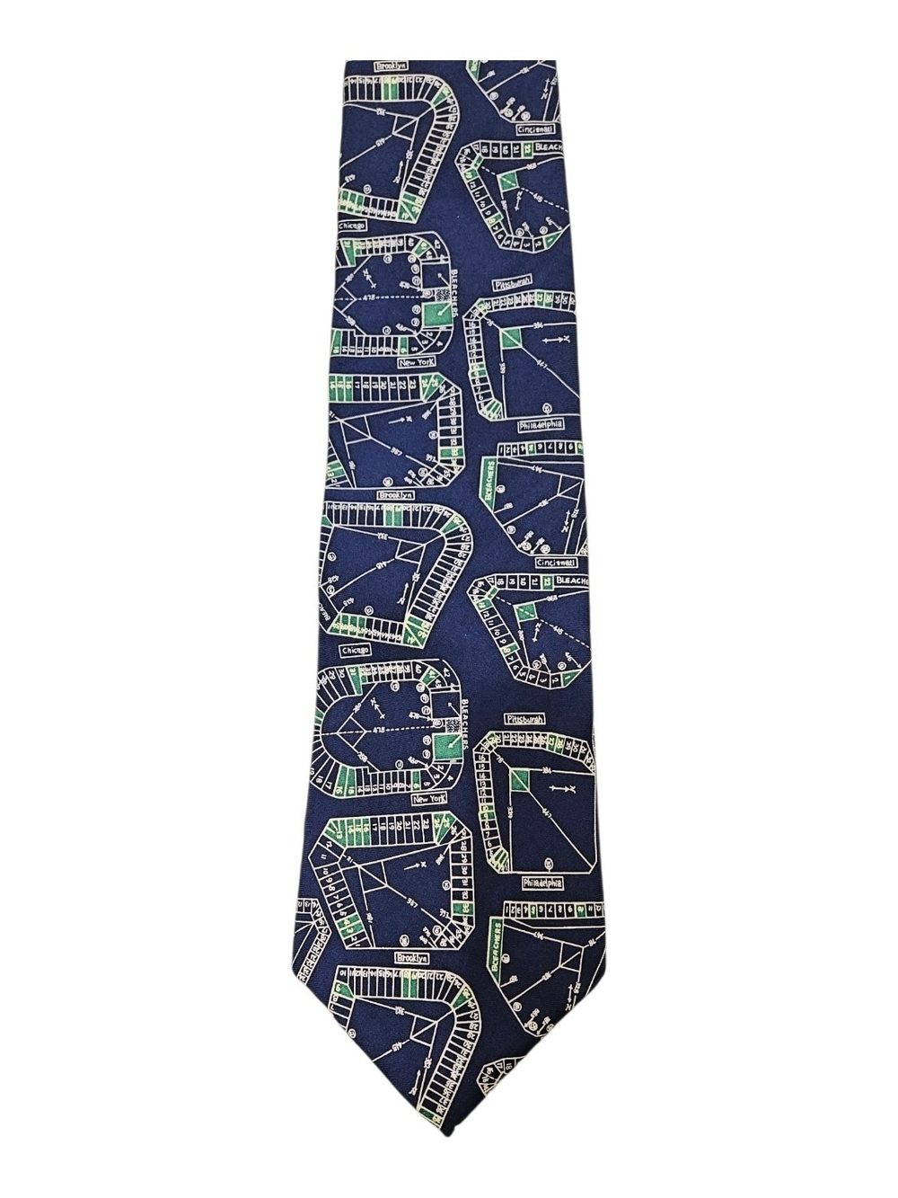 Josh Bach Navy Silk Novelty Baseball Diamond Print Neck Tie